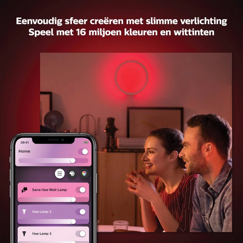 Applique Cirle Hue Sana - White and Color noir Philips 8719514343382