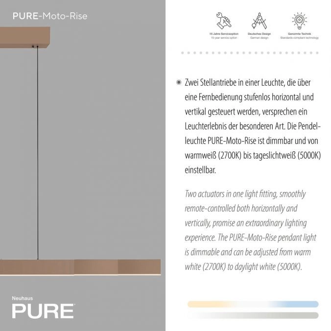 Lampe suspendue élégante Pure Moto-Rise bronze Paul Neuhaus 4012248393680