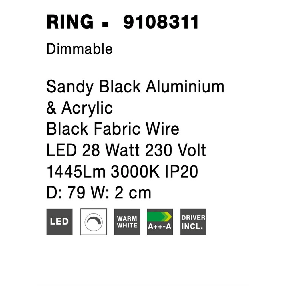 Lampadaire Ring noir Ø 79cm Lyora 5212017424266