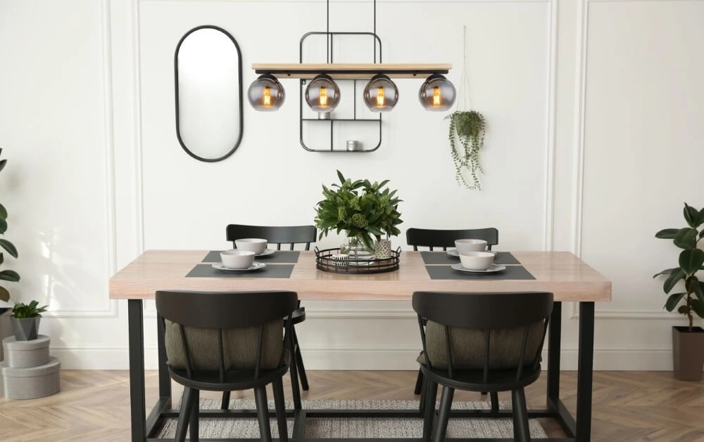 Lampe suspendue design Conni bois 4 lumières Globo 9007371444236