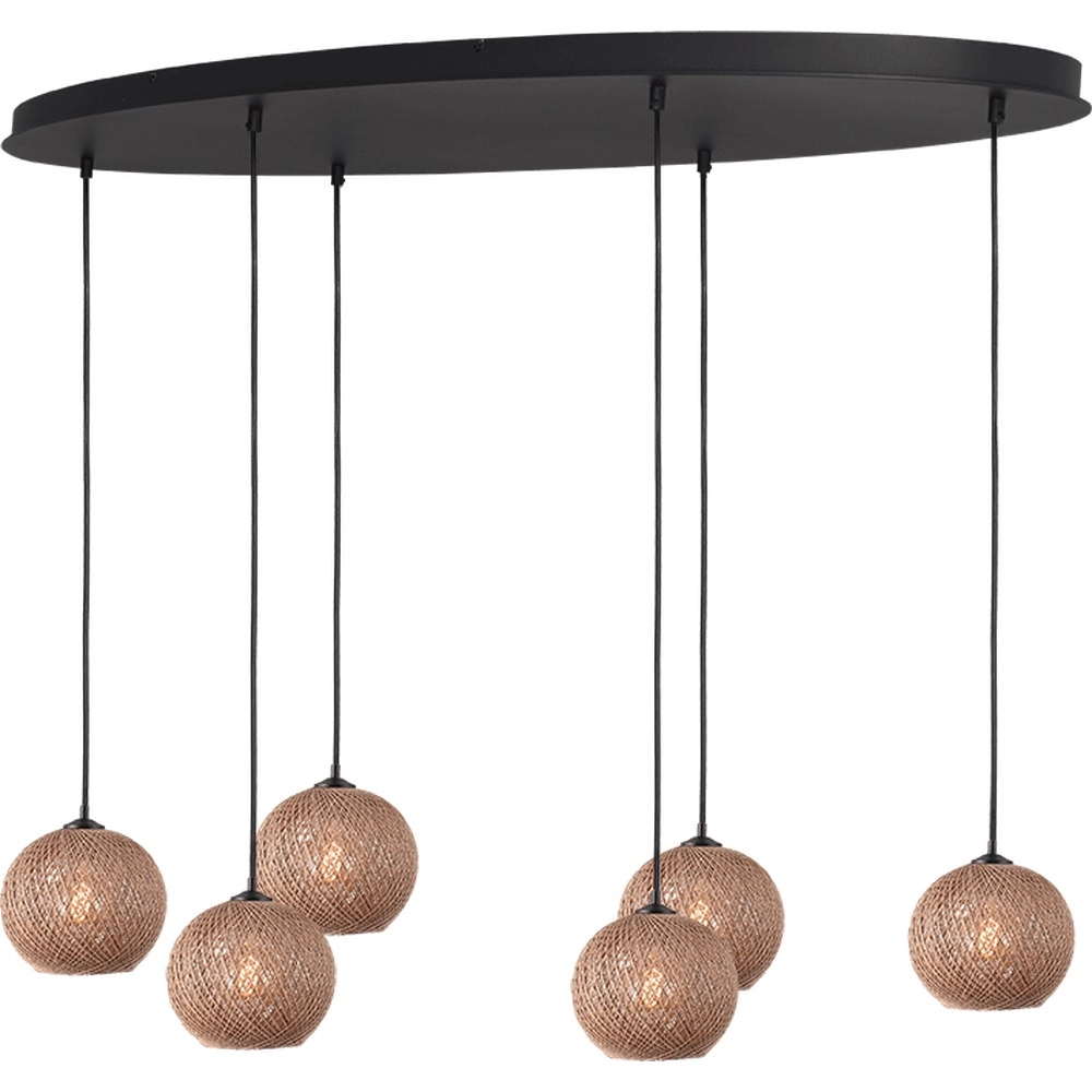 Lampe suspendue à 6 lampes Corda rotin ovale Ø 20cm