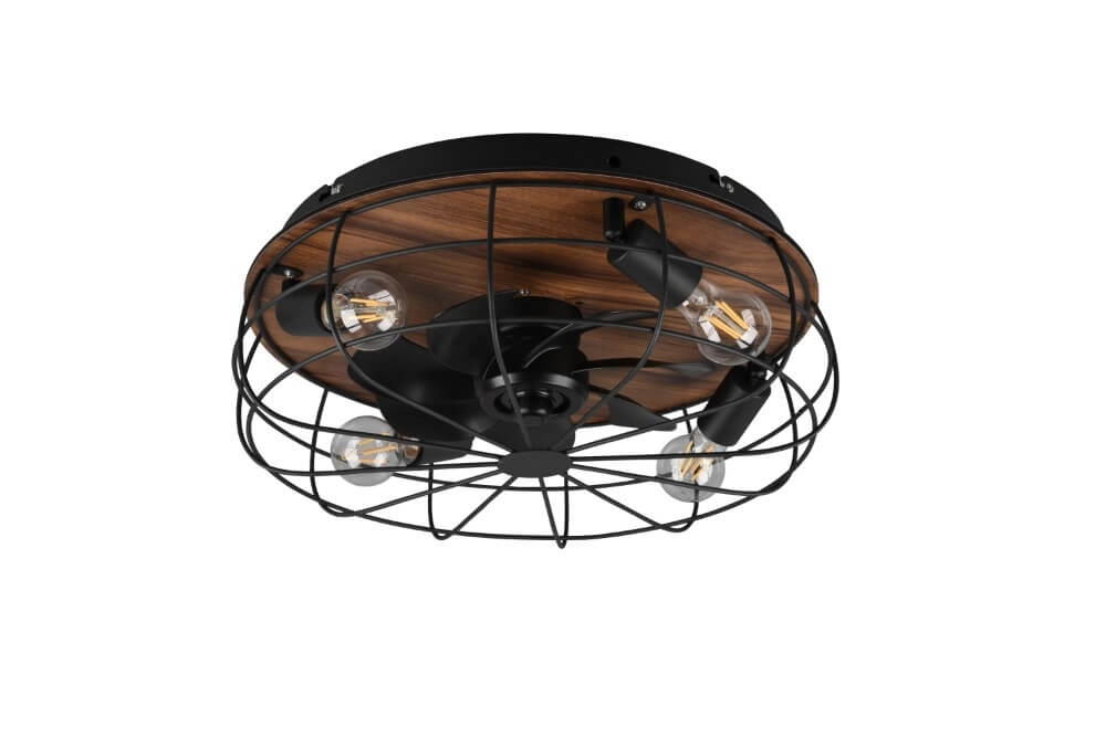 Ventilateur de plafond Trondheim noir avec du bois Trio 4017807529586