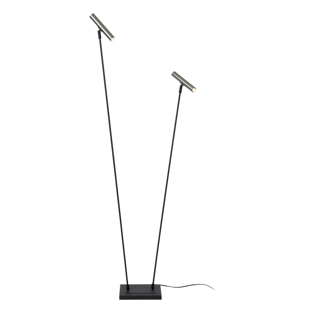 Lampe sur pied à deux lumières Duarte noir avec gris métal Lucide Vibes 5411212032195