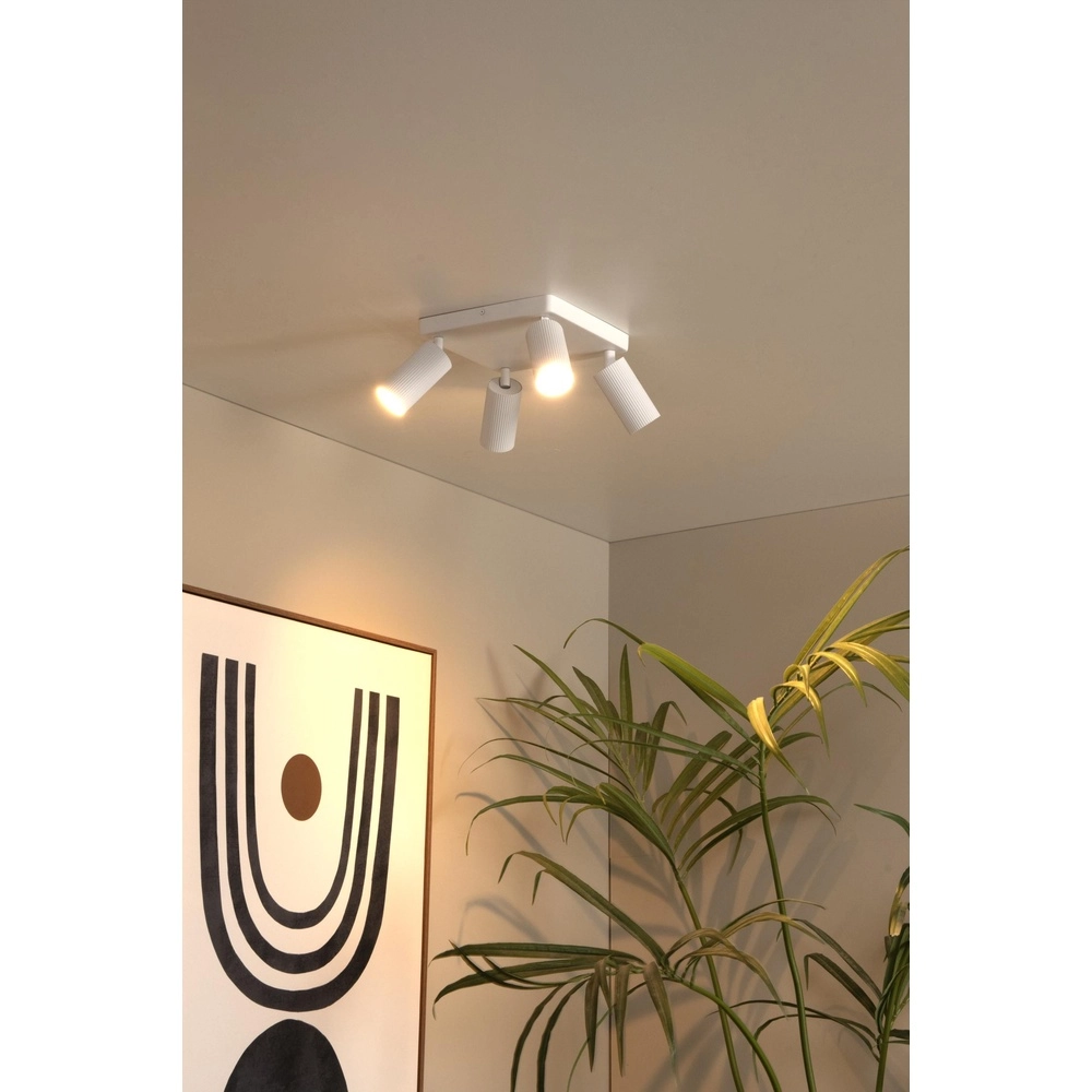 Emplacement de plafond monté en surface Clubs Blanc à 4 lumières Lucide 5411212093530