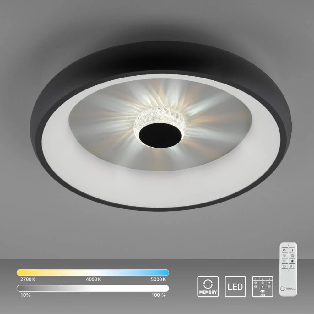 Plafonnier rond Vertigo noir Ø 46,5cm Just Light 4043689994723