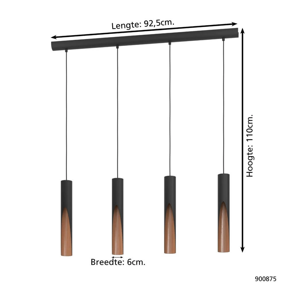Lampe suspendue cylindre Barbotto 4 lumières Eglo 9008606327973