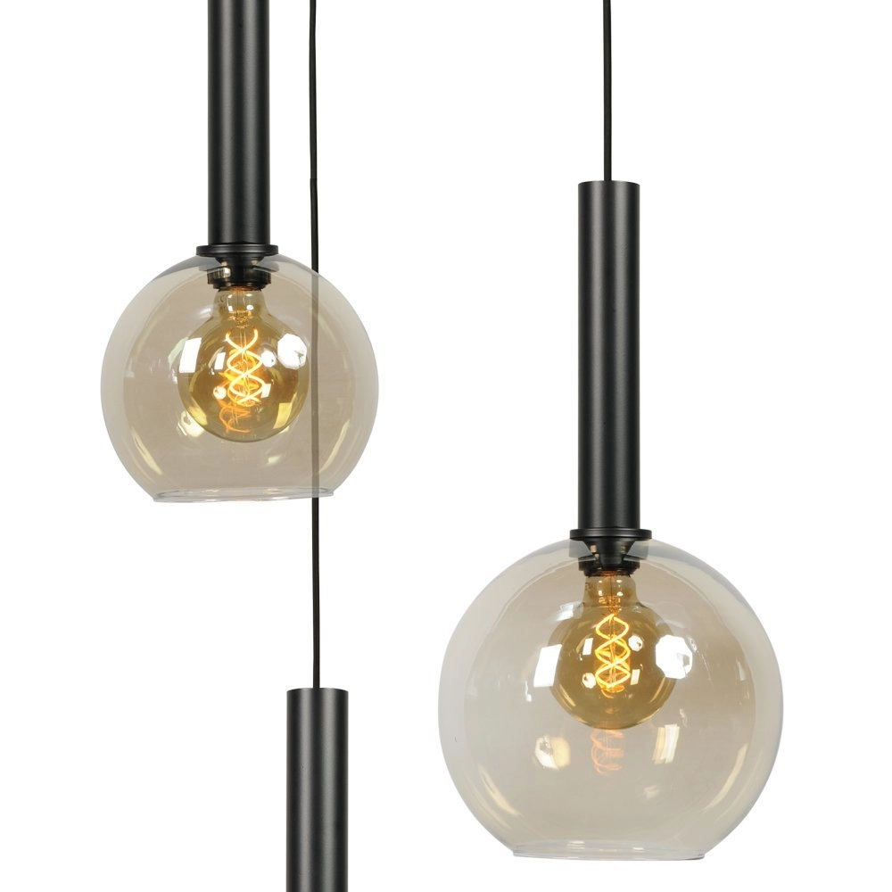Lampe suspendue noire Bella 3 lumières avec ampoules en verre Masterlight 8718121257884