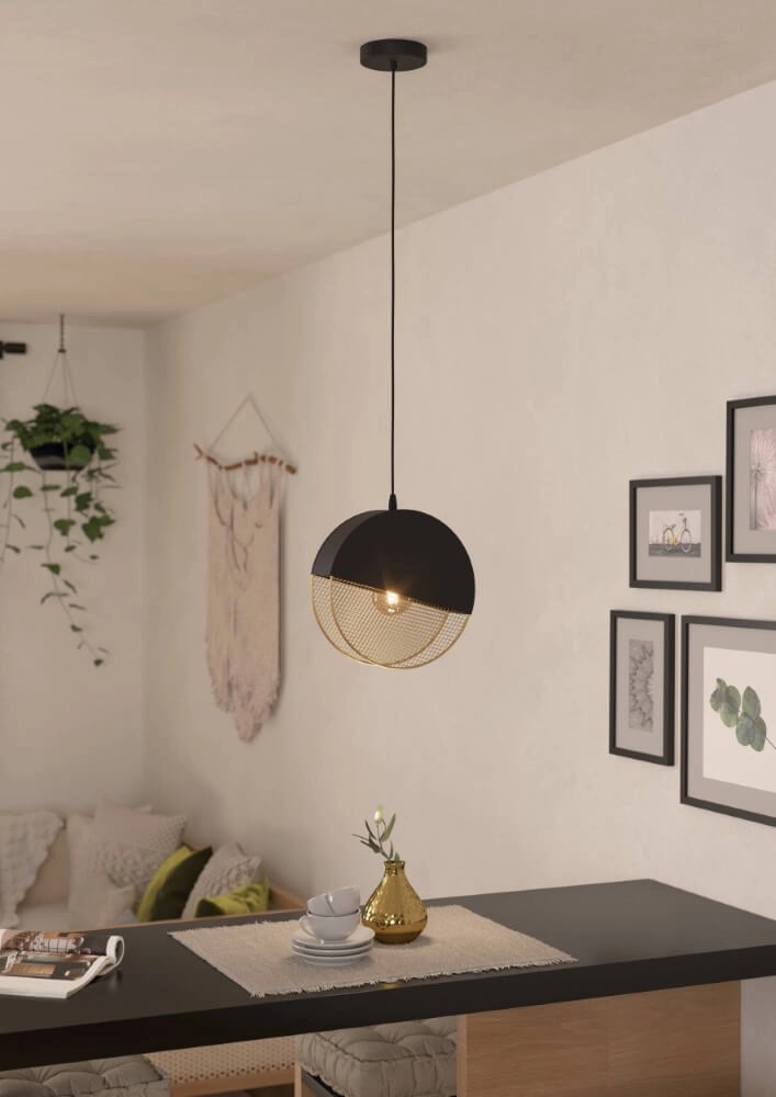 Lampe suspendue design Mumbles noir avec de l'or Eglo 9002759438111