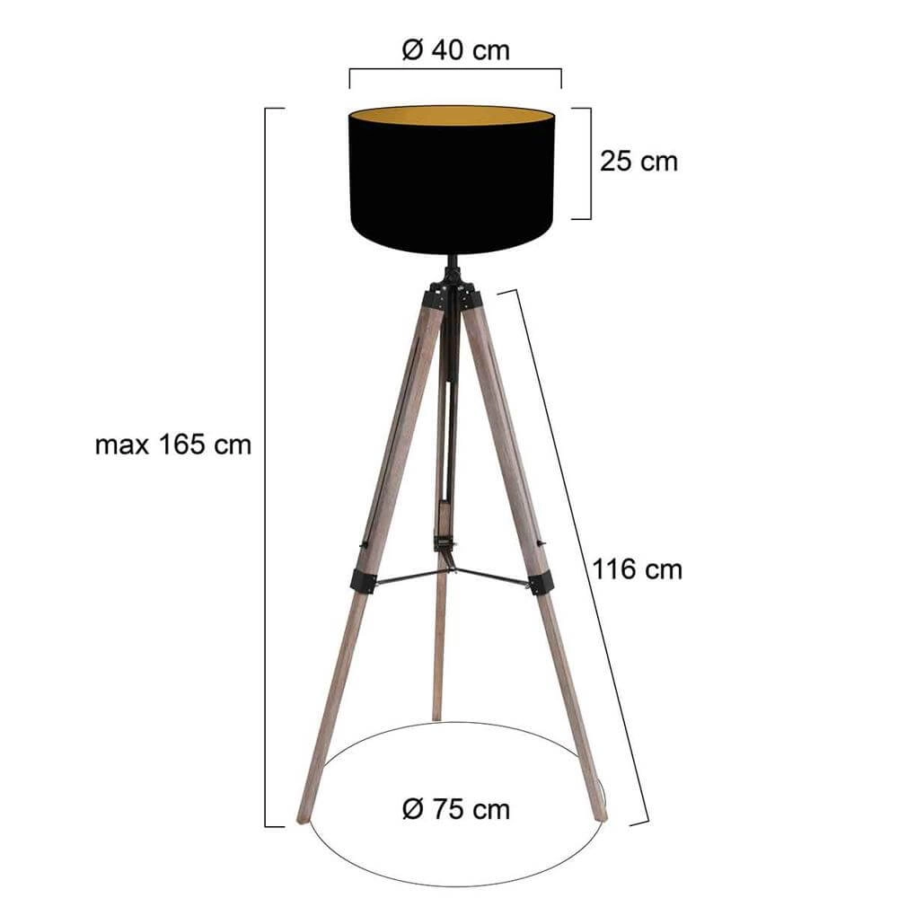 Lampadaire trépied Triek avec capot noir Steinhauer 8712746176179