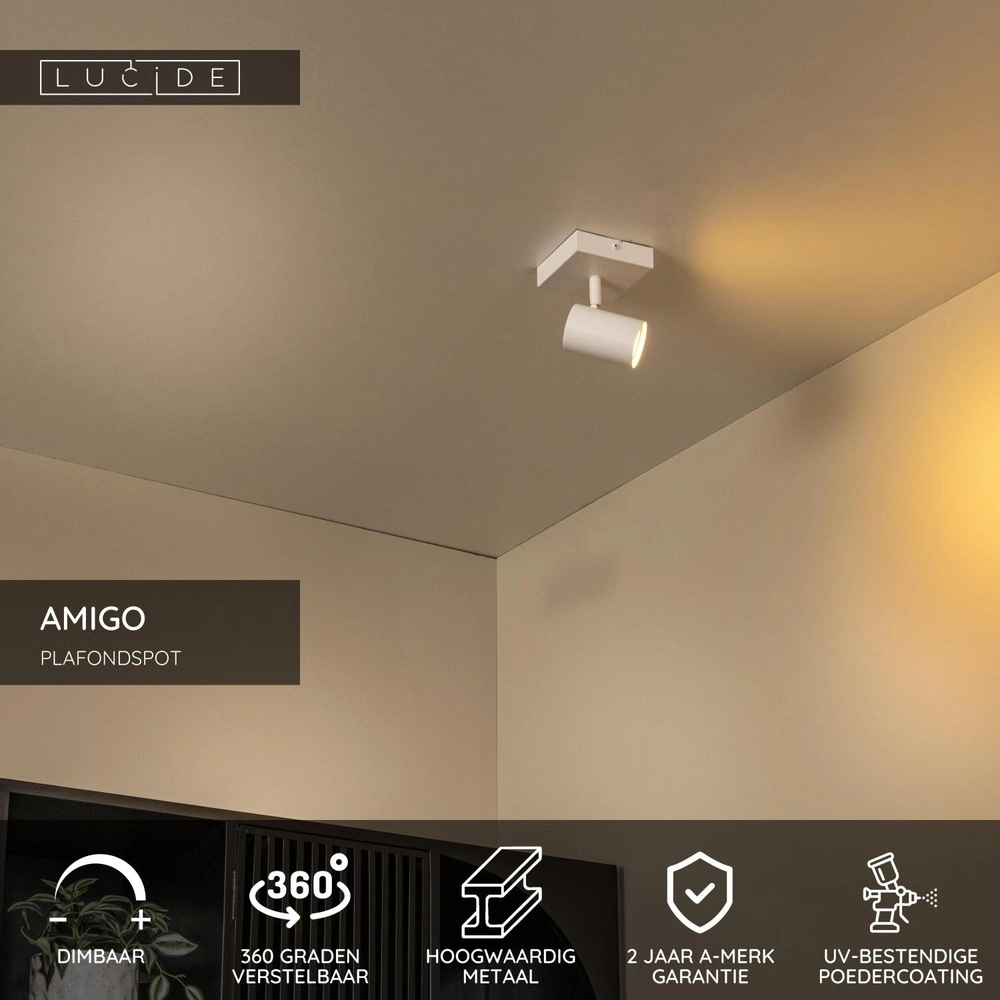 Lampe de plafond Amigo Seulement blanc Lucide 5411212531148