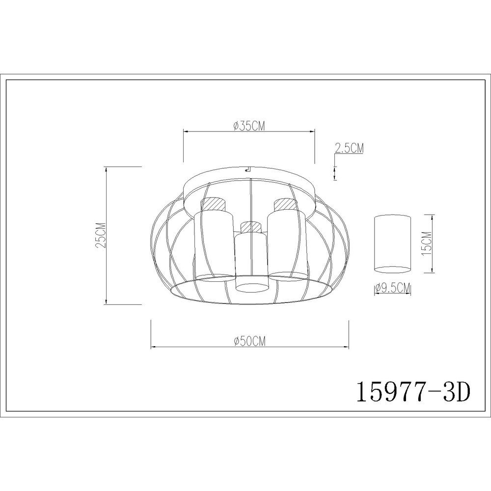 Lampe de plafond Rowena Noir à 3 lumières Globo 9007371589982