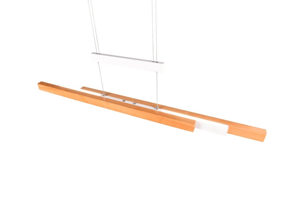 Lampe suspendue de bureau Trajan avec aspect bois et blanc Trio 4017807613018