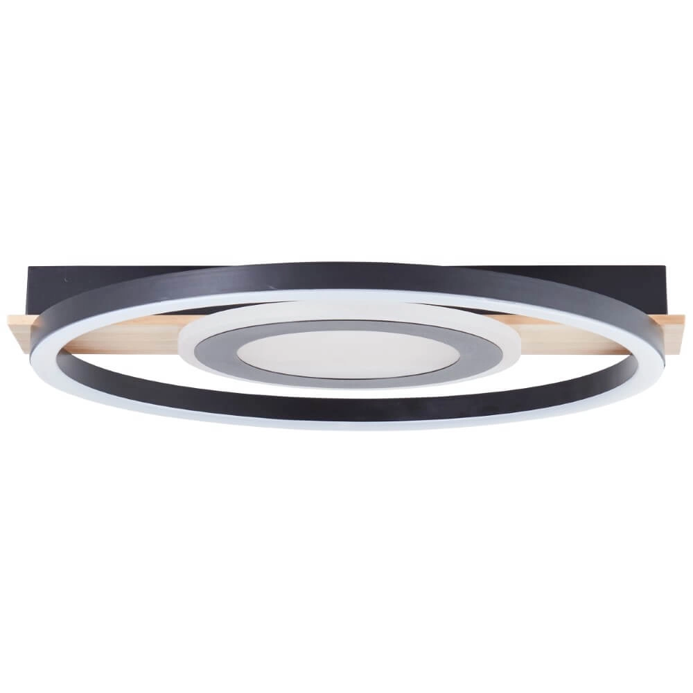 Plafonnier Maureen Ø 37cm noir avec bois Brilliant 4004353420078