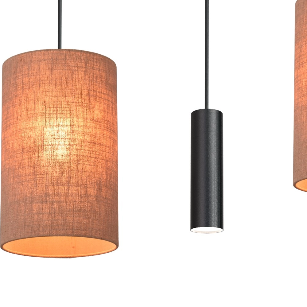 Lampe suspendue à 6 lampes Lisbourg Noir avec capuche beige beige Masterlight