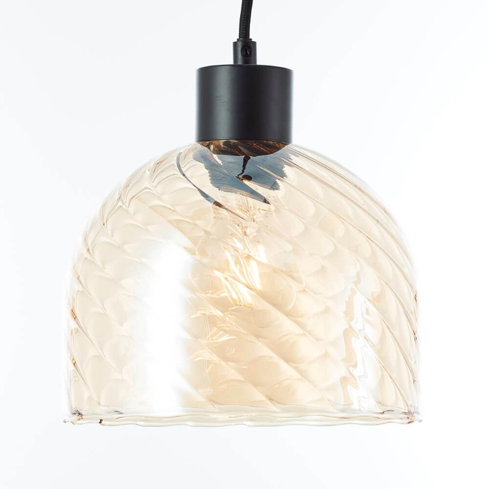Lampe suspendue 6 lumières Casto noir avec verre ambré Brilliant 4004353446887