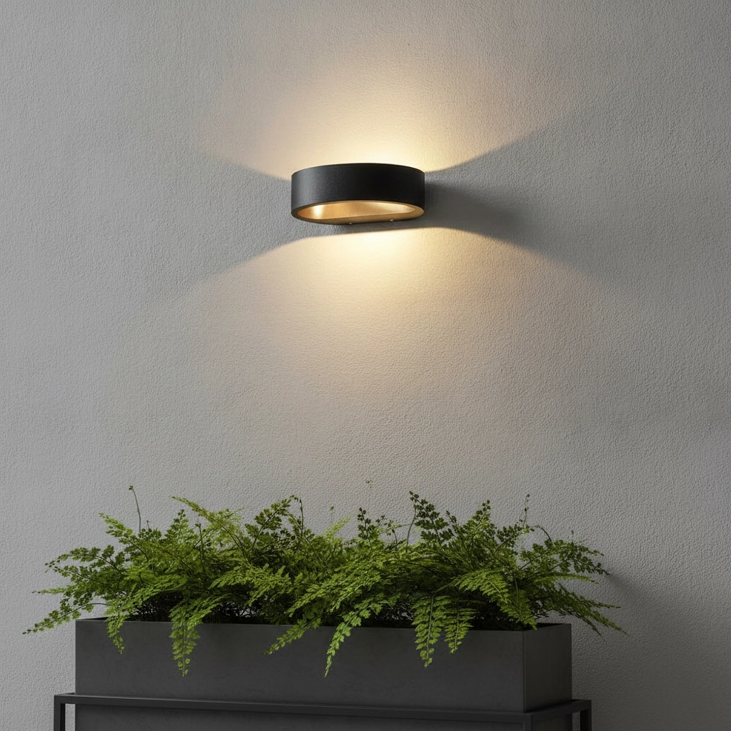 Lampe extérieure en haut/bas Sharp noir avec or