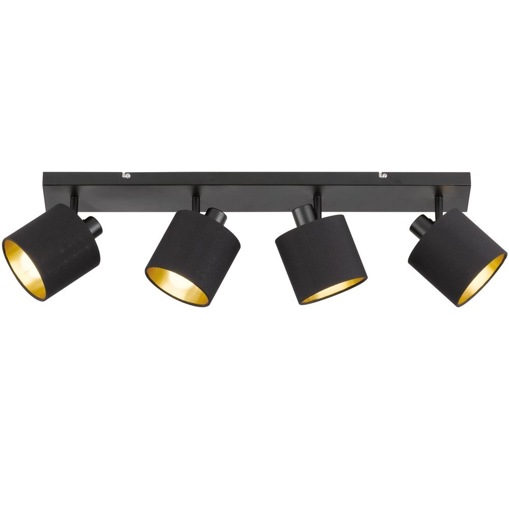Spot de plafond Tommy 4 lumières noir avec or