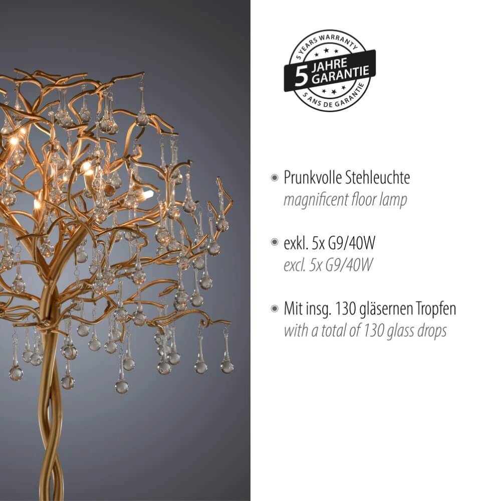 Lustre sur pied Icicle laiton antique Paul Neuhaus 4012248332931