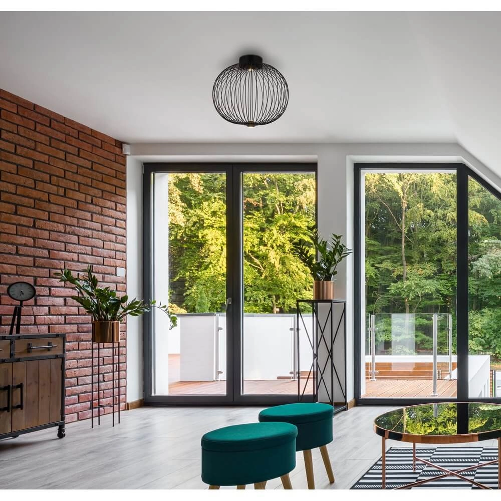 Plafonnier noir Galway cage simple Ø 50cm Globo 9007371468331