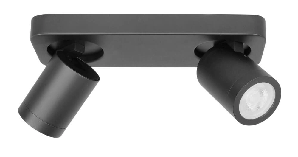 Spot double en saillie IP44 Oliver noir mat