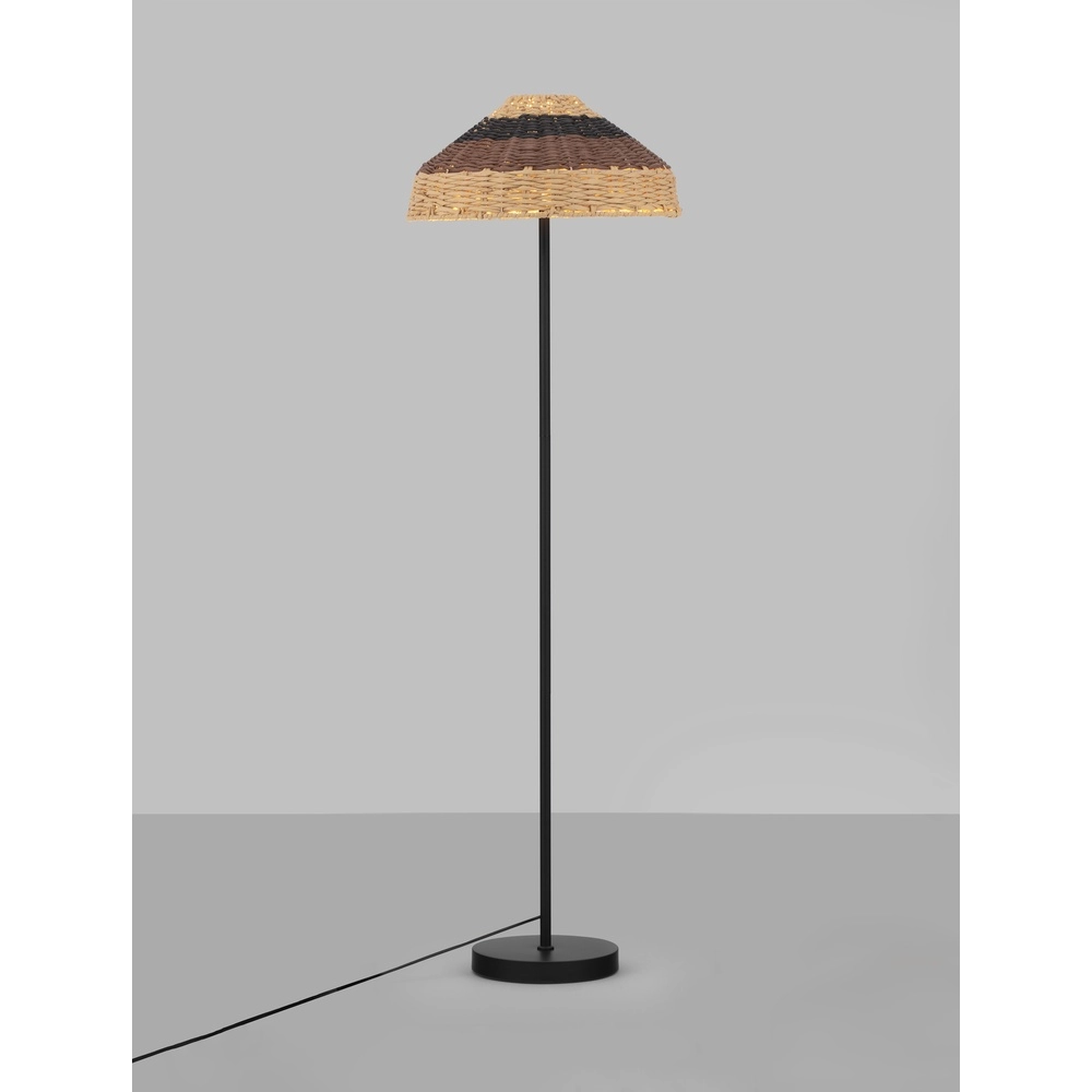Lampadaire Caro noir et rotin Lyora 5212017453013