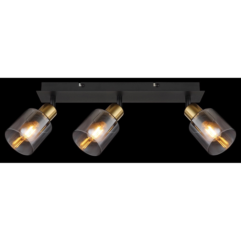Lampe de plafond à 3 lumières Hollsy noir avec verre fumé Globo 9007371448852