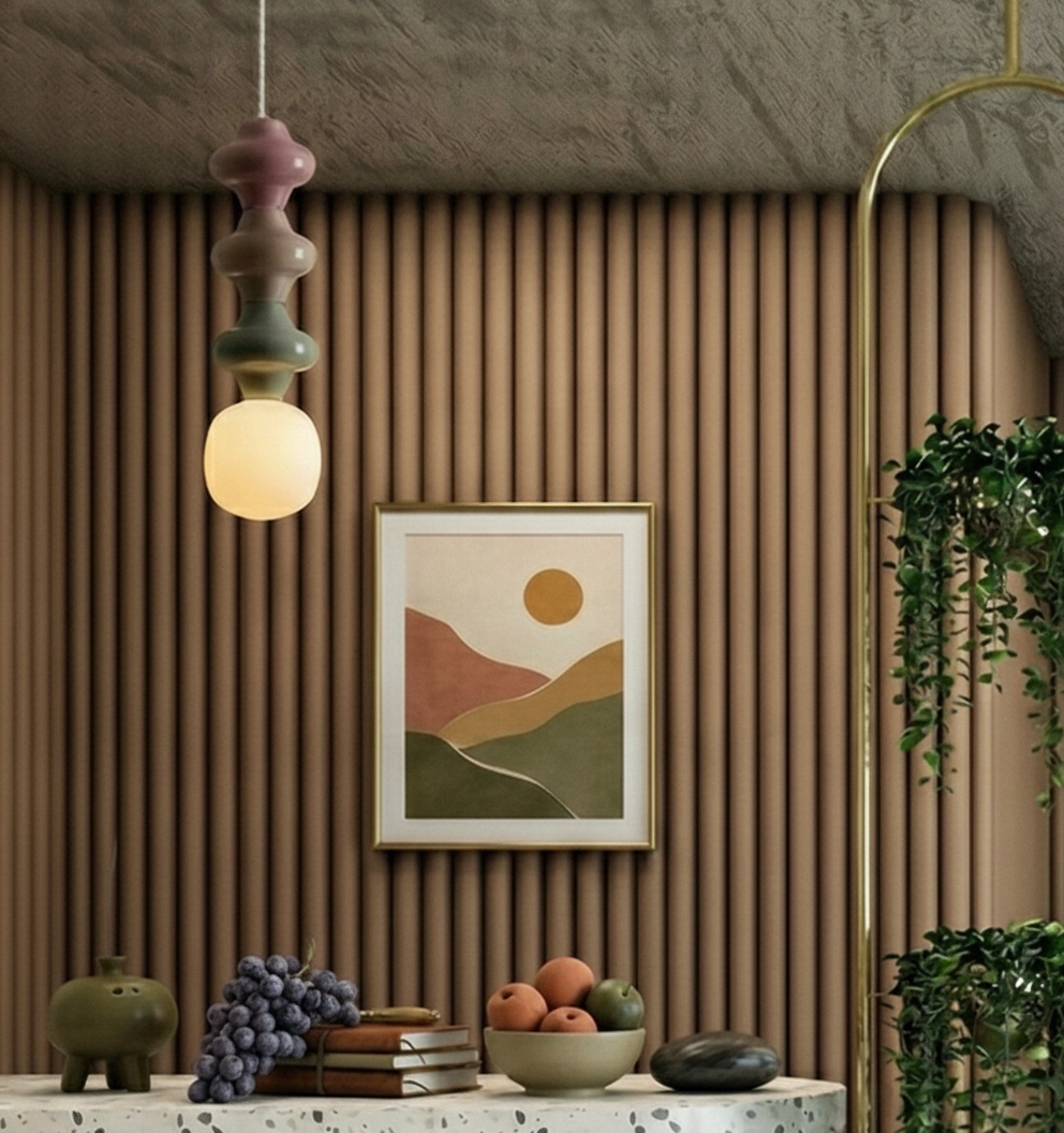 Suspension Clio L verre blanc avec céramique colorée