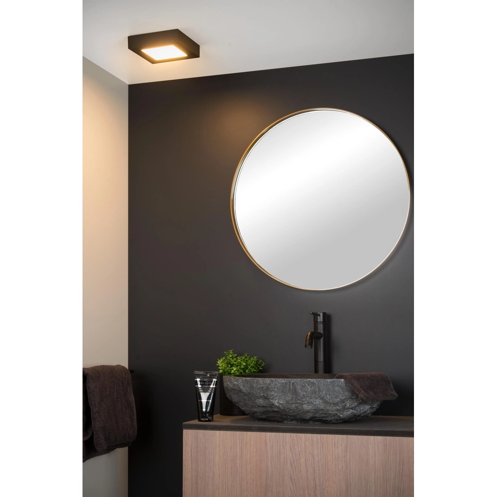 Éclairage de plafond Brice-Led 16,8 cm carrés IP44 noir Lucide 5411212281258