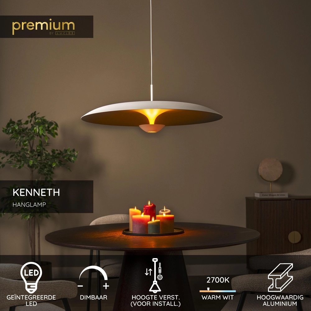 Lampe pendante de conception Kenneth blanc Ø 80cm Premium by Lucide 5411212410481