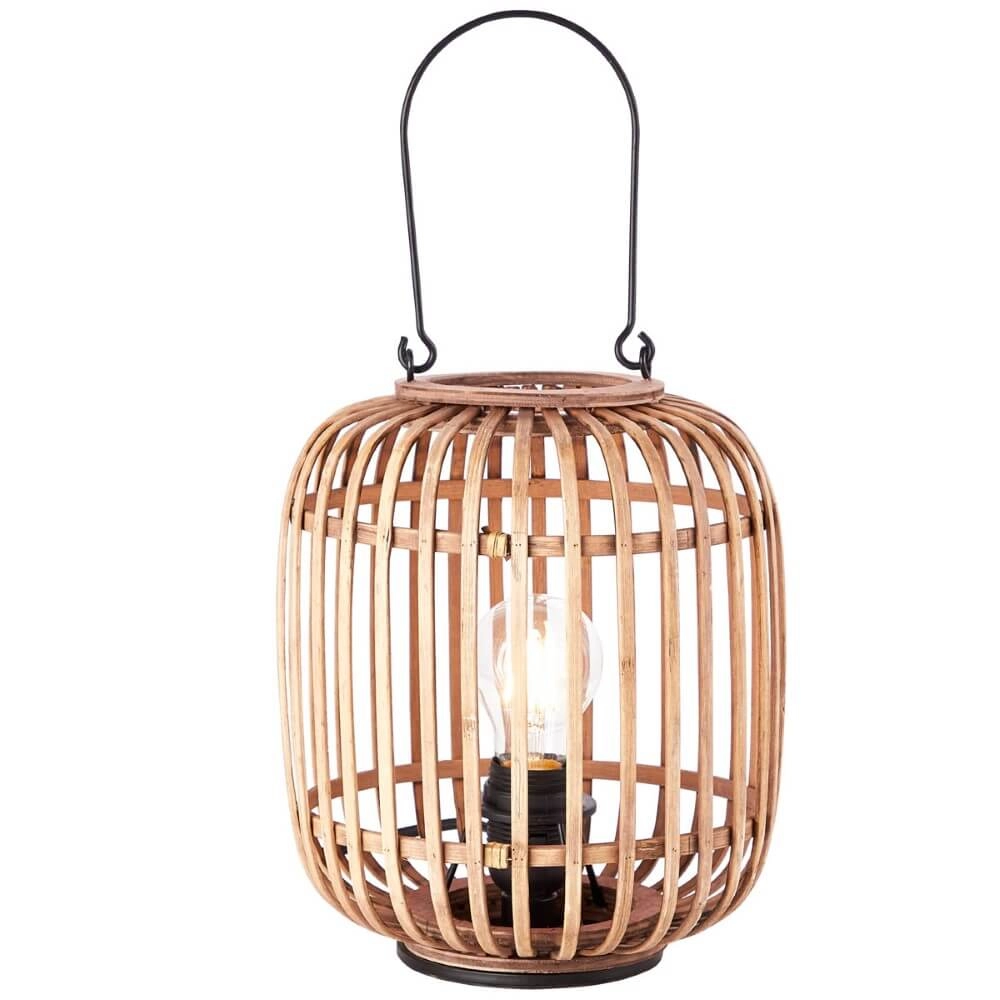 Lampe de table rurale Woodrow bois marron avec bois noir