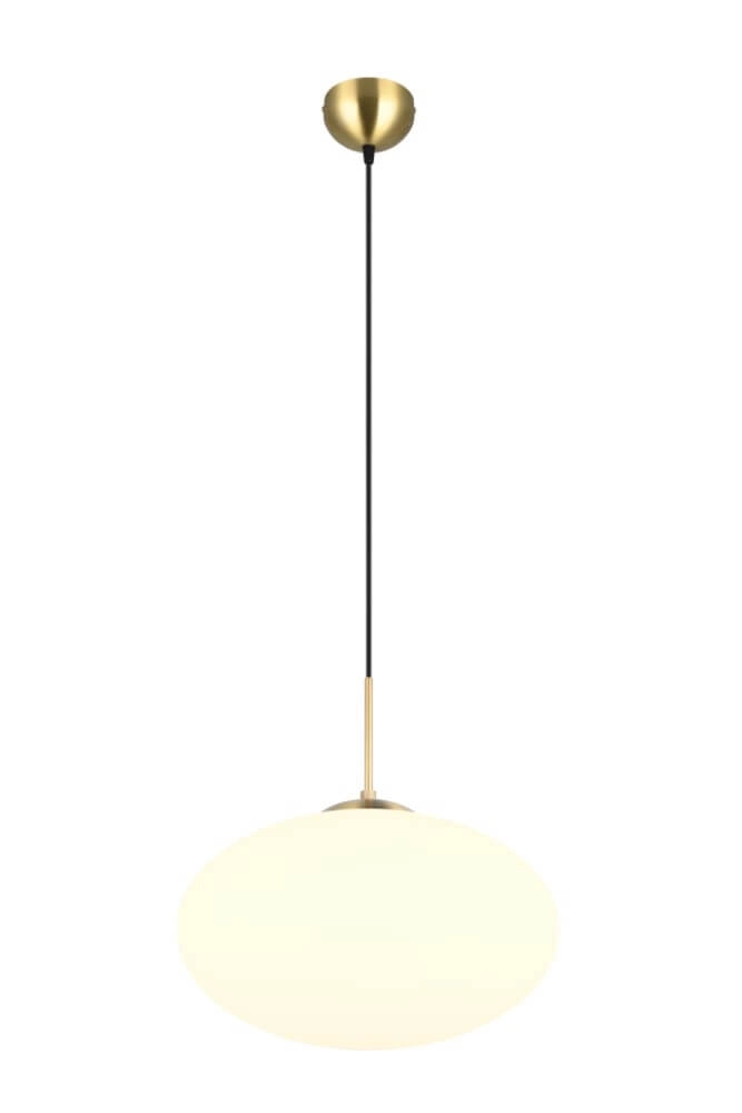 Lampe à suspension ovale Fomento Ø 40cm - laiton avec verre blanc
