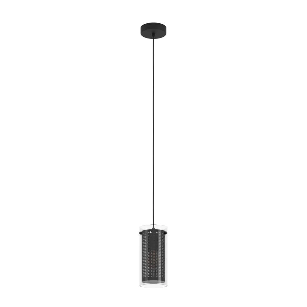 Lampe suspendue Pinto Textil 1 noir avec verre Eglo 9008606235681