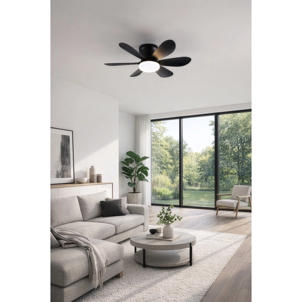 Éventail noir Lund Plafond Trio 4017807643732