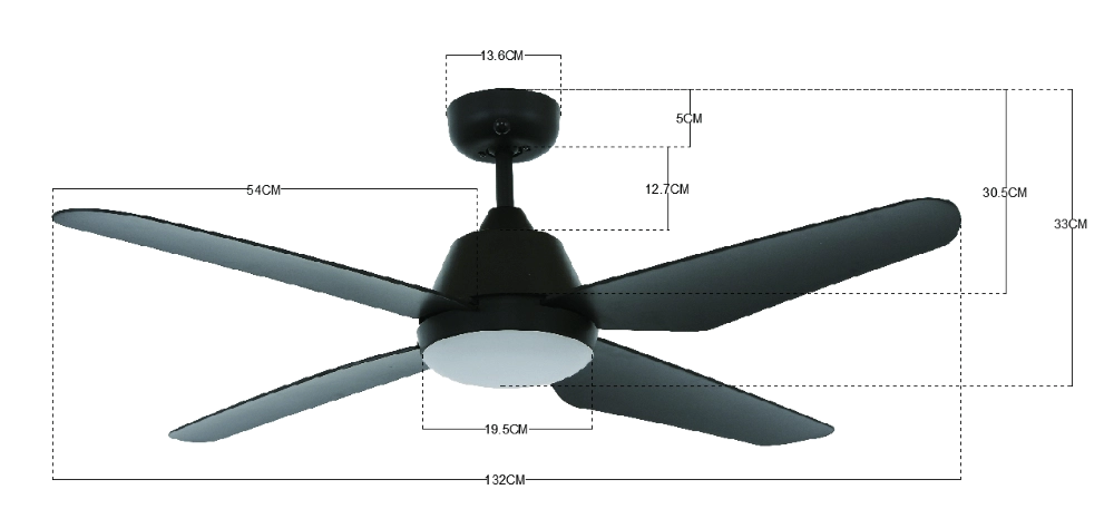 Ventilateur de plafond avec lampe Aria Led Ø 122cm noir IP55 Beacon 9333509127796
