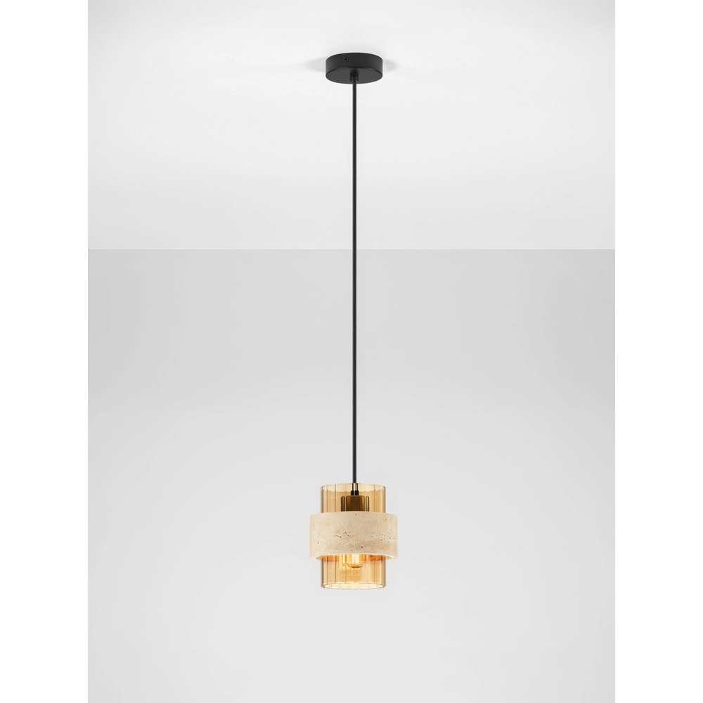 Lampe pendante moderne Melony Verre ambré avec brun sable Lyora 5212063501249