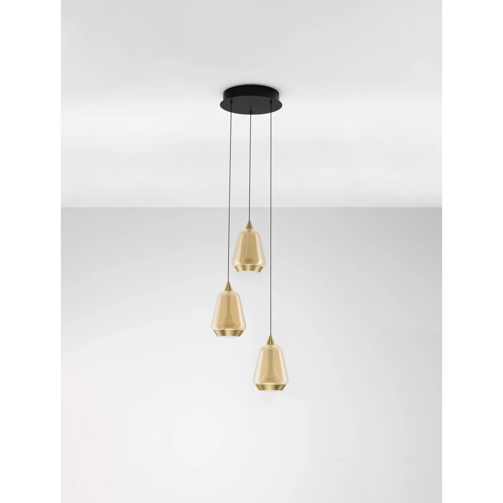 Suspension design Alish Verre ambré à 3 lumières Lyora 5212017477712