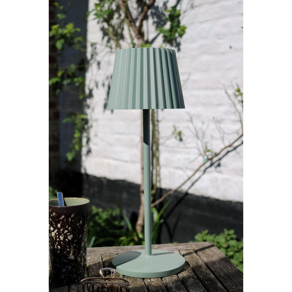 Lampe de table rechargeable Justine Vert avec station de recharge Lucide 5411212272225