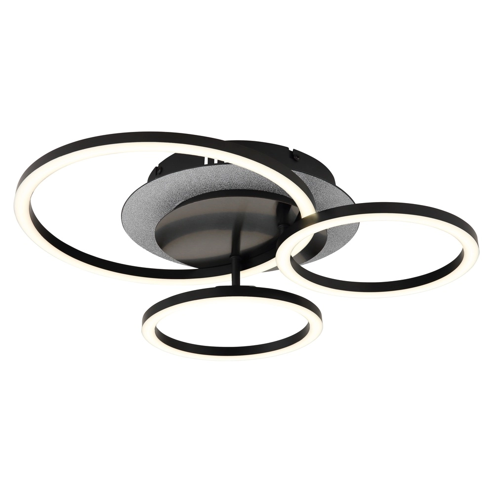 Lampe de plafond noire Norberto 3 anneaux Globo 9007371572830