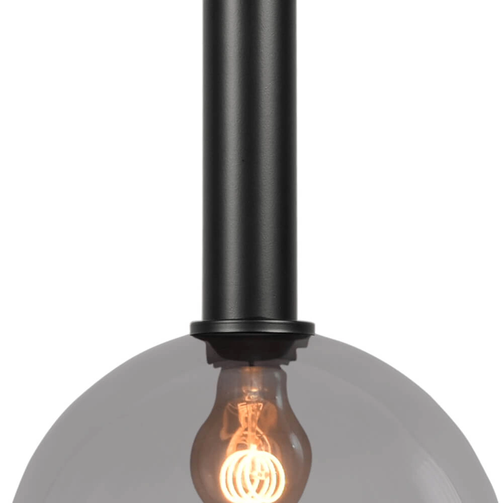 Lampe suspendue Ø 25cm Bella 2 Noir avec verre fumé Masterlight 8718121260549