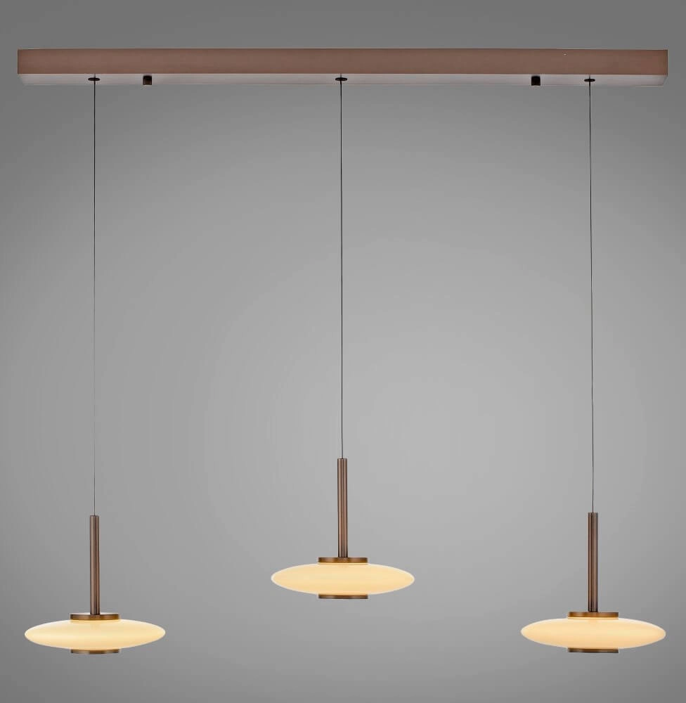 Lampe suspendue 3 lumières Pure Vitrum marron de créateur Paul Neuhaus 4012248382639