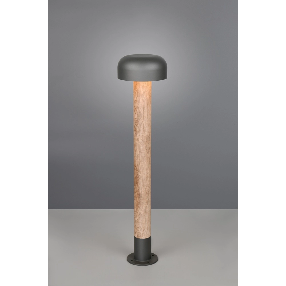 Lampe de jardin Fraser gris avec bois 84,5cm Trio 4017807648591