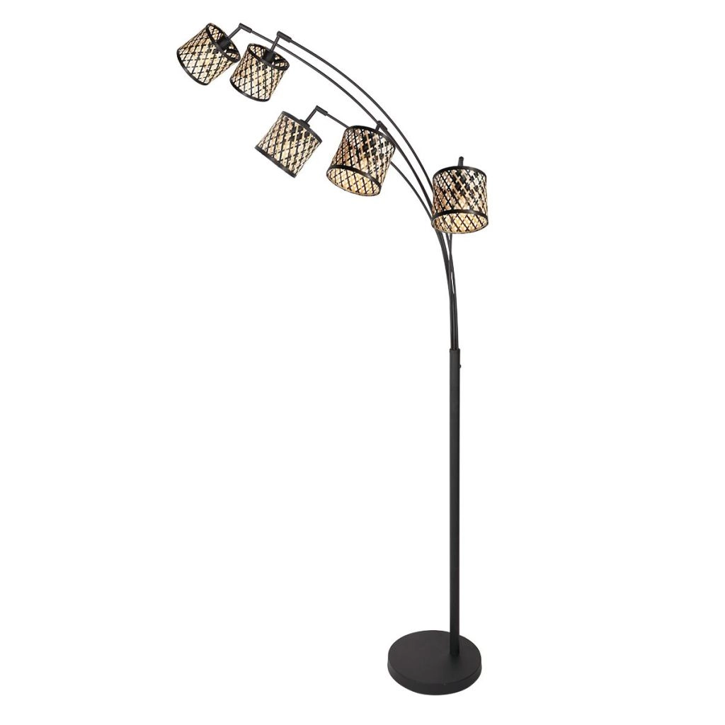 Lampe de pied à 5 lumières Sumba avec des lunettes en bambou de 12 cm Steinhauer 8712746182873