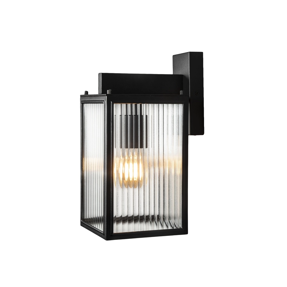 Lampe murale Carpi noir avec verre nervuré