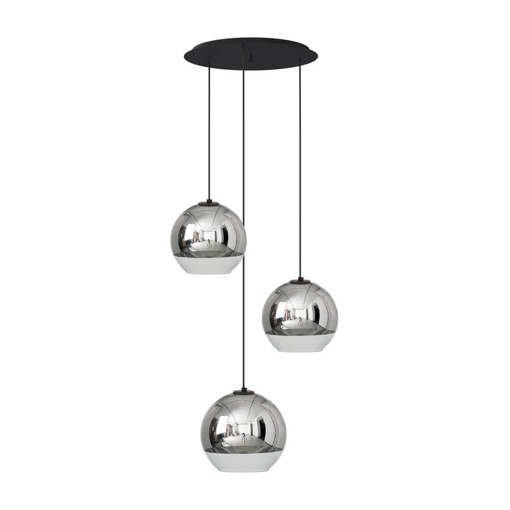 Lampe suspendue boule 3 lumières Globe Plus chromé