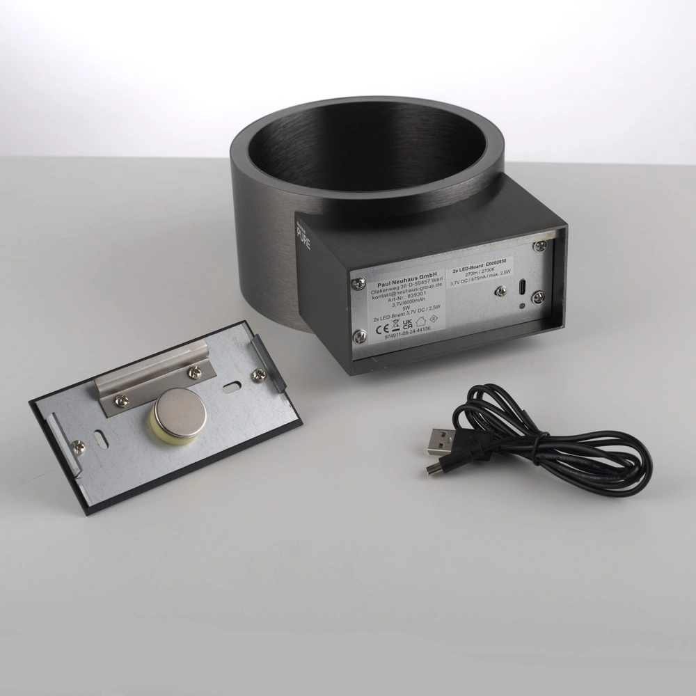 Lampe murale rechargeable Pure Akku Clipse Gris mystique Paul Neuhaus 4012248391754