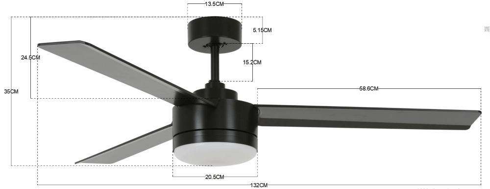 Ventilateur noir avec lampe Lagoon Ø 132 cm IP55 Beacon 9333509136521