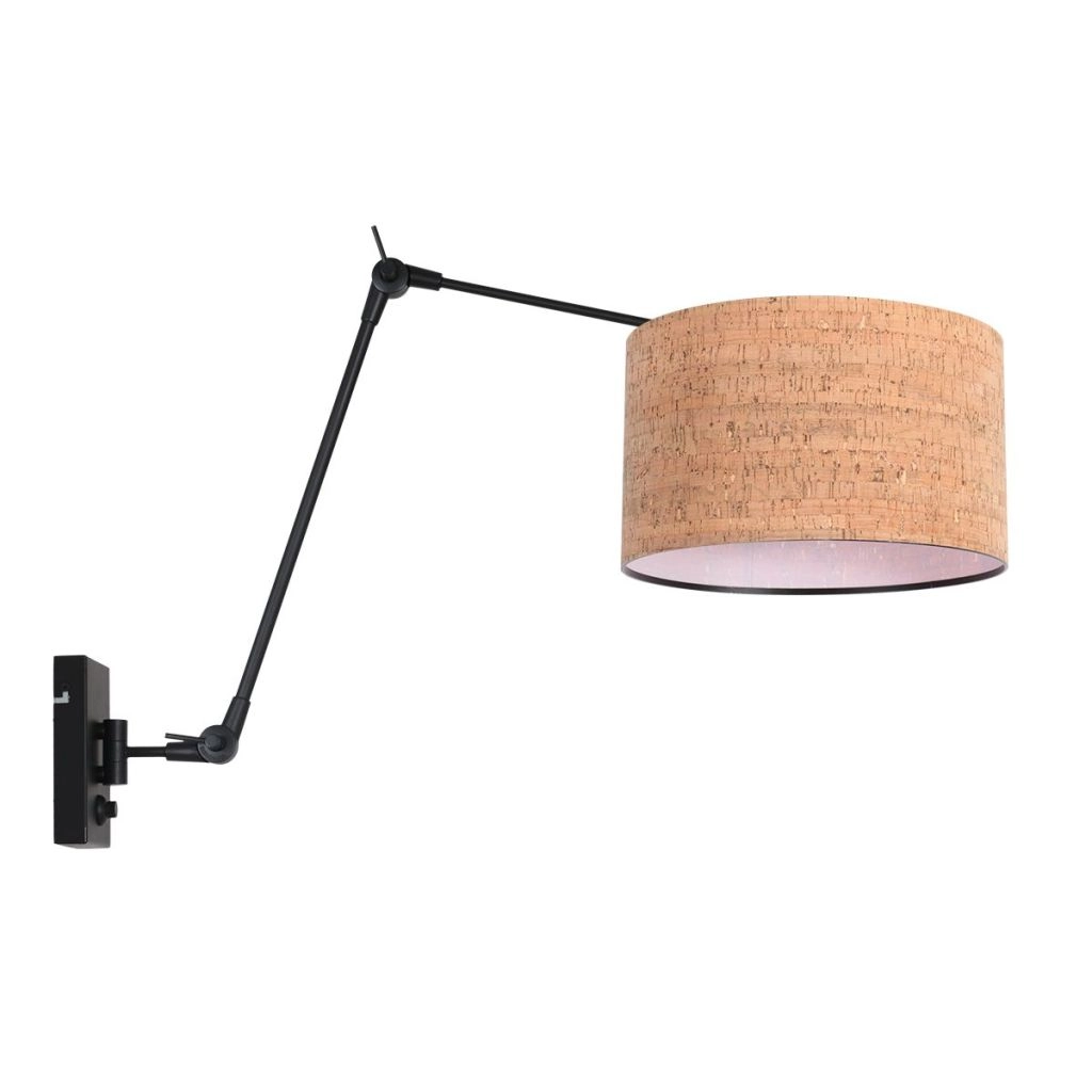 Lampe murale noire Prestige Chic avec un chapeau en liège Ø30cm