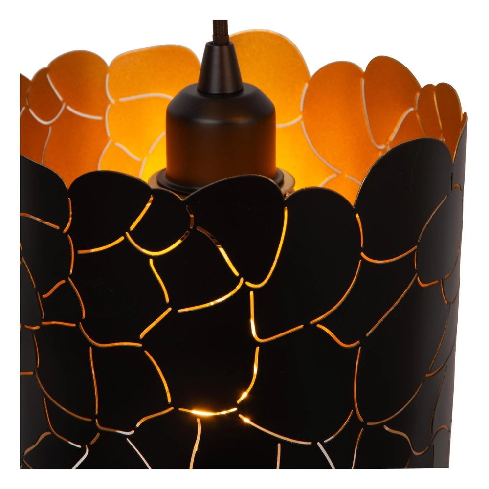 Lampe suspendue Almelo 3 couleurs noires claires avec un cercle intérieur doré Lucide 5411212211880