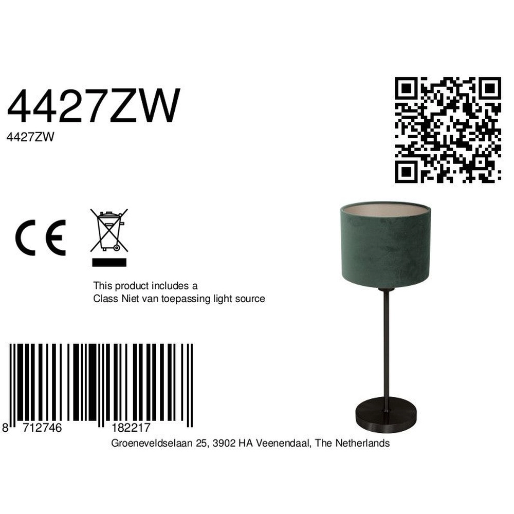 Lampe de table noire Noor avec capot vert Steinhauer 8712746182217