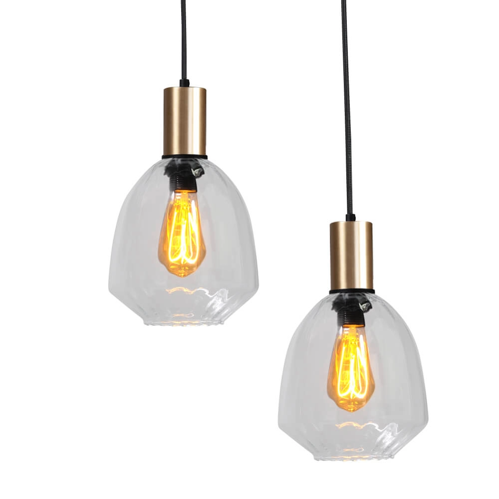 Lampe suspendue 6 lumières - dorée - Porto avec verres transparents Nicolette Masterlight 8718121270609